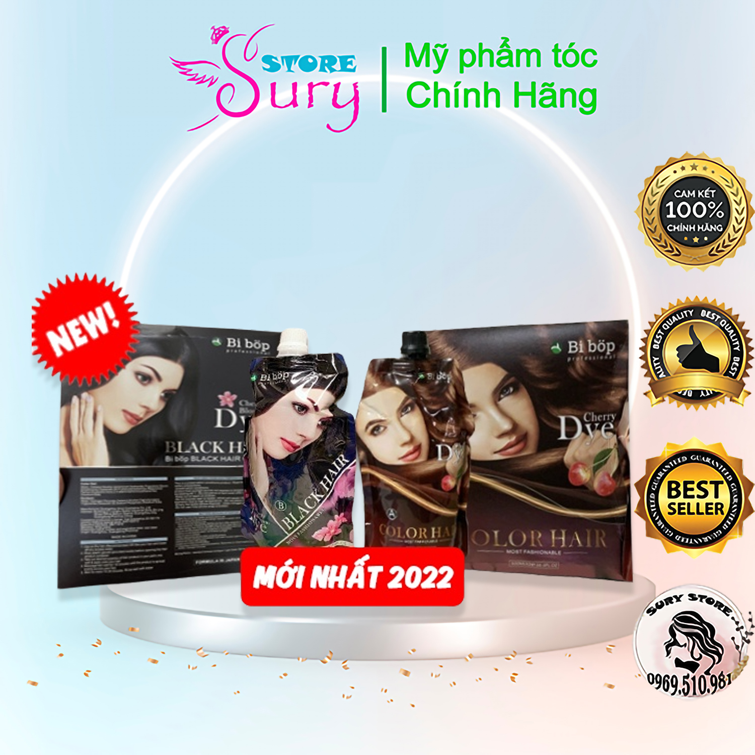 Bibop - thuốc nhuộm tóc bibop phủ bạc túi 500mlx2 ăn bạc 100% hàng công ty sury store