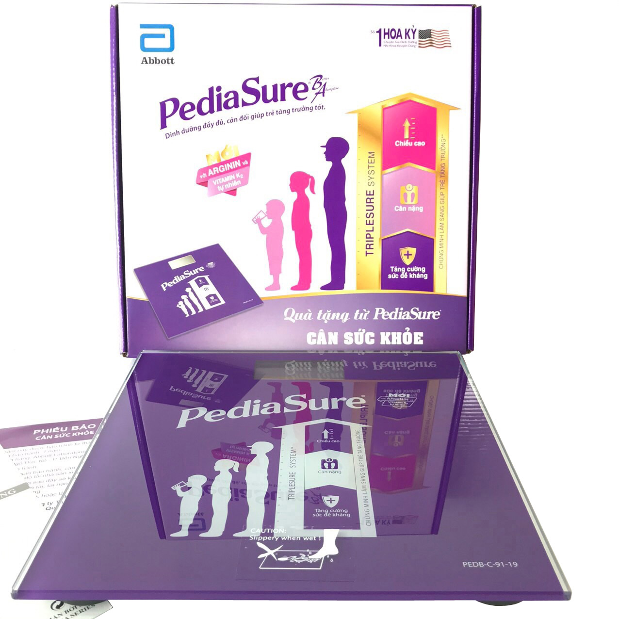 (tặng  pin ) Cân điện tử PediaSure  cao cấp mặt kính cường lực  trọng lên tới 180kg  - Cân sức khỏe - can dien tu  - -