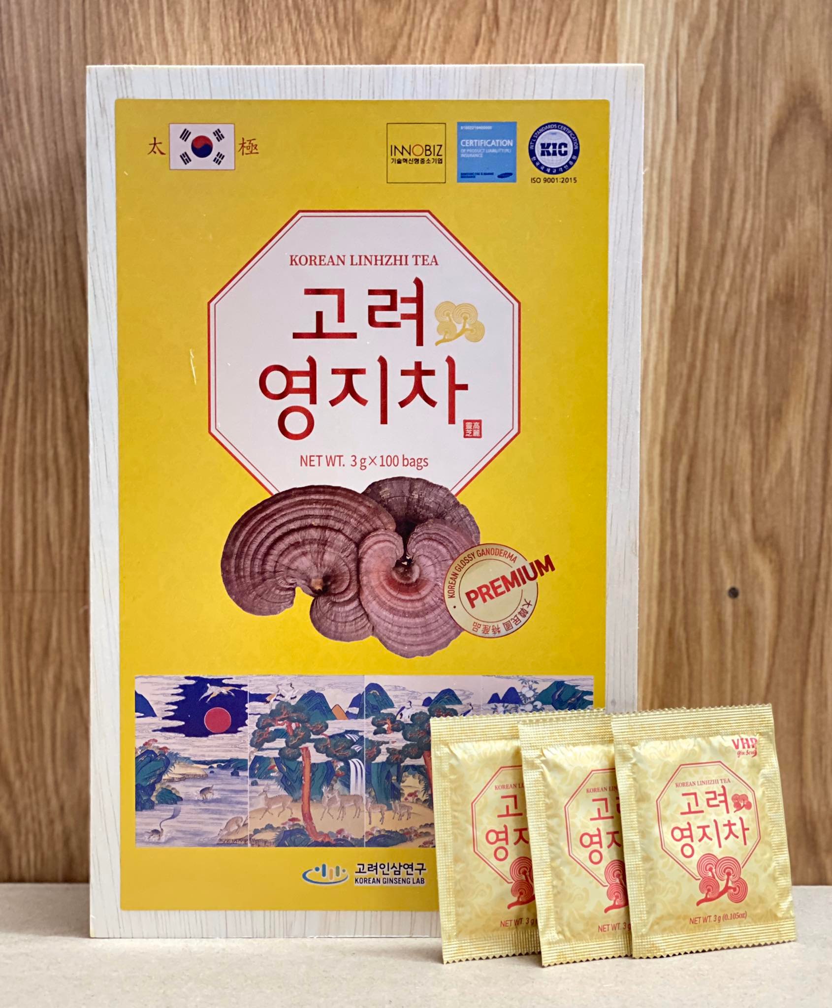 Trà linh chi Daedong Hàn Quốc hộp 100 gói x 3gr - giúp tinh thần minh mẫn