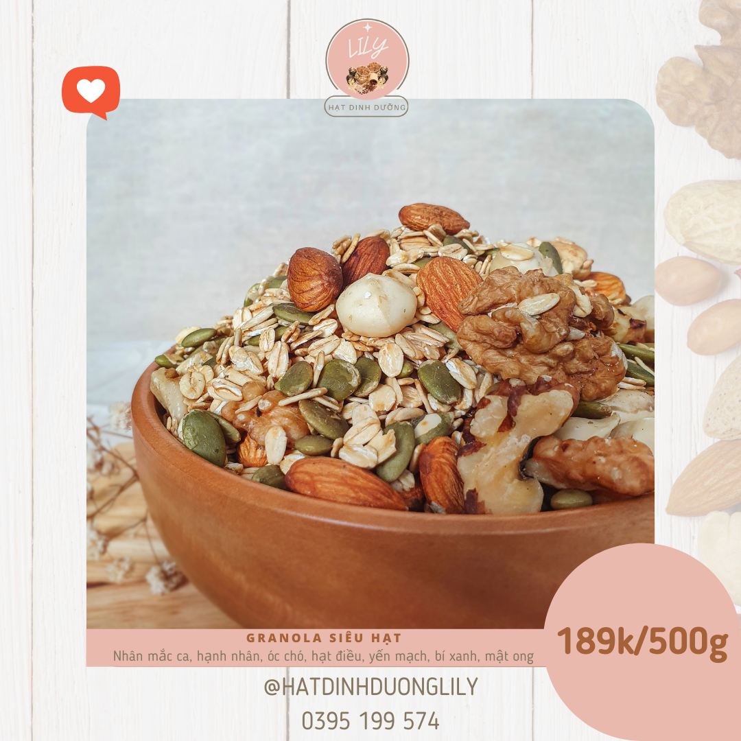 Granola siêu hạt dinh dưỡng siêu ngon healthy ngũ cốc ăn kiêng Lily Nuts