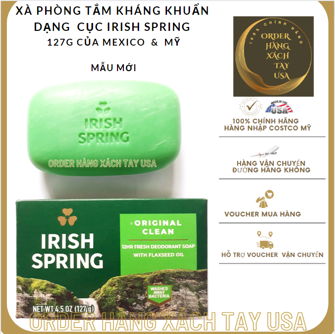 Xà phòng tắm kháng khuẩn dạng cục Irish Spring 127g