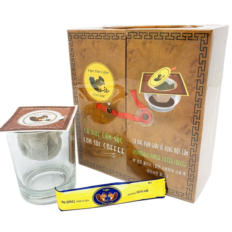 Cà phê con sóc phin lọc nâu đôi