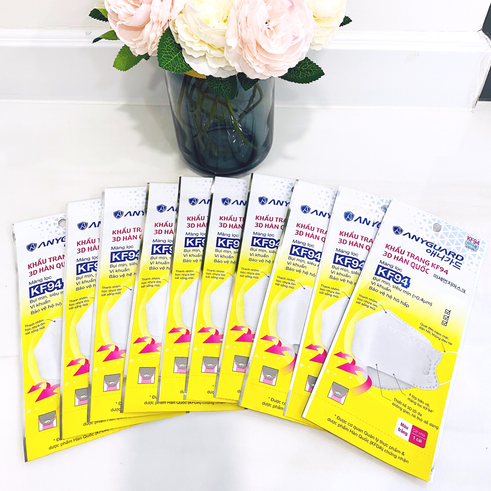 [HCM]❤️❤️❤️ Khẩu trang trẻ em KF94 3D Hàn Quốc Anyguard / Combo 5 gói ( 1 cái/gói) - Anyguard For Kid KF94 ( 5 Packs)