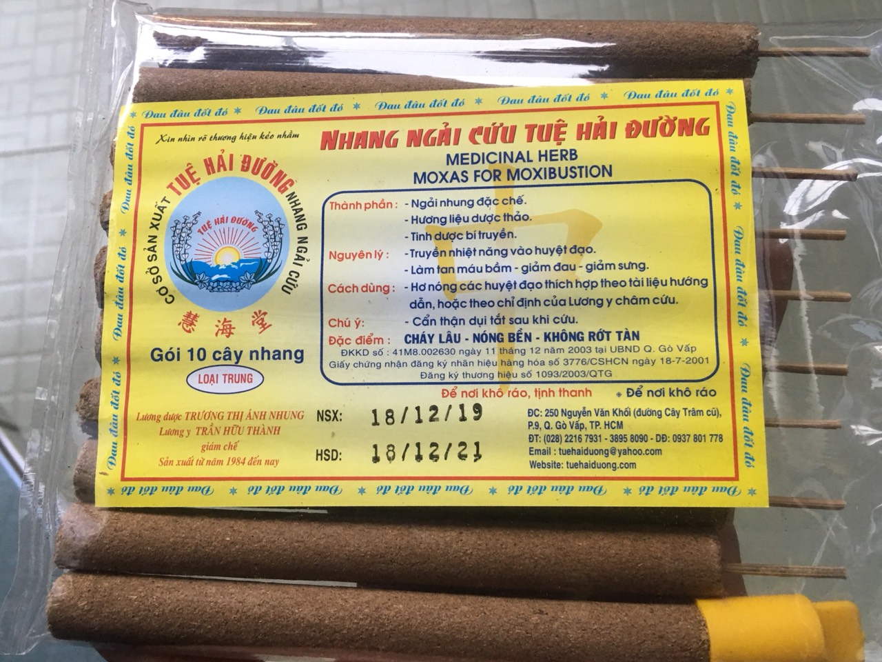 Nhang ngải cứu tuệ hải đường- combo 20 bịch- 200 cây