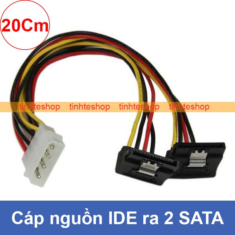 Cáp nguồn ổ cứng SATA - Dây nguồn 4pin IDE ATA ra 2 đầu SATA cong vuông góc có ngạnh cài 20Cm