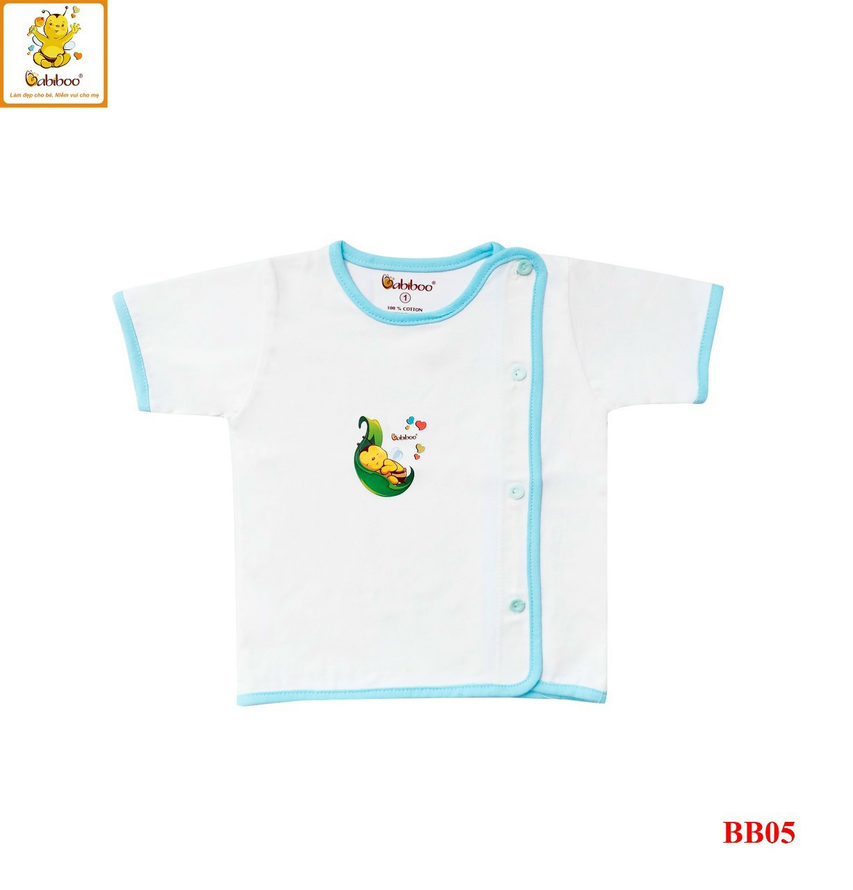 Áo Sơ Sinh Bác Sĩ Viền Màu Tay Ngắn BABIBOO - BB05