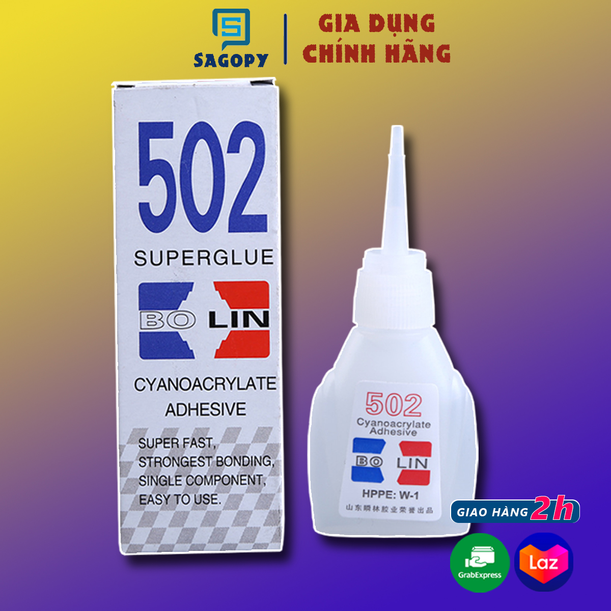 Keo dán 502 siêu dính, keo con voi dán sắt chai 100ml dính chắc, khô nhanh