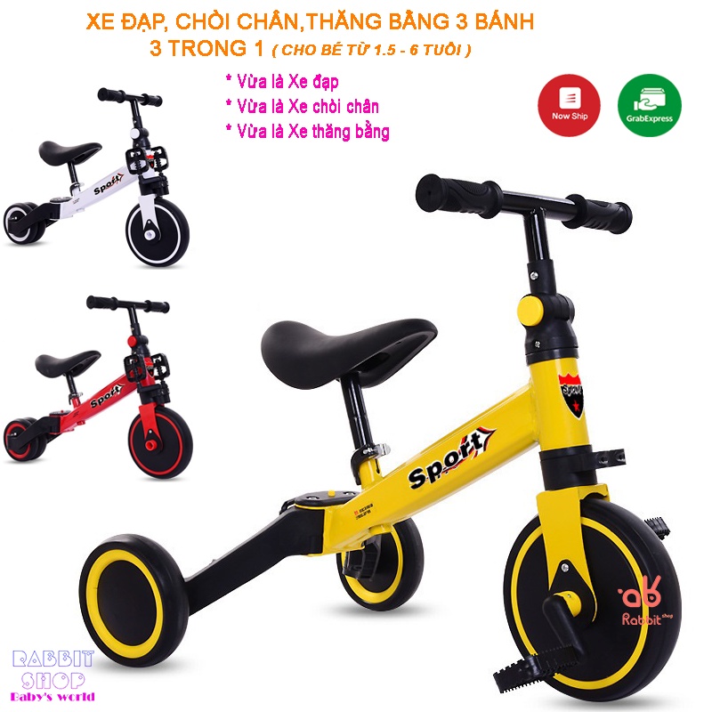 Xe đạp thăng bằng kiêm chòi chân 3in1 cho bé - Chính Hãng HAPPY BABY