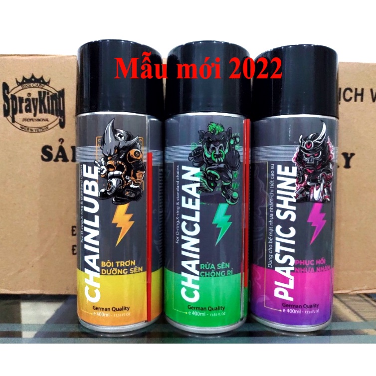 Combo 3 chai SPRAYKING PLASTIC SHINE/CHAIN CLEAN/CHAIN LUBE - DƯỠNG BÓNG SẠCH XE - RỬA SÊN - DƯỠNG SÊN