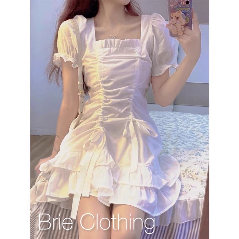 Đầm cổ u brie clothing rút 2 bên - d193