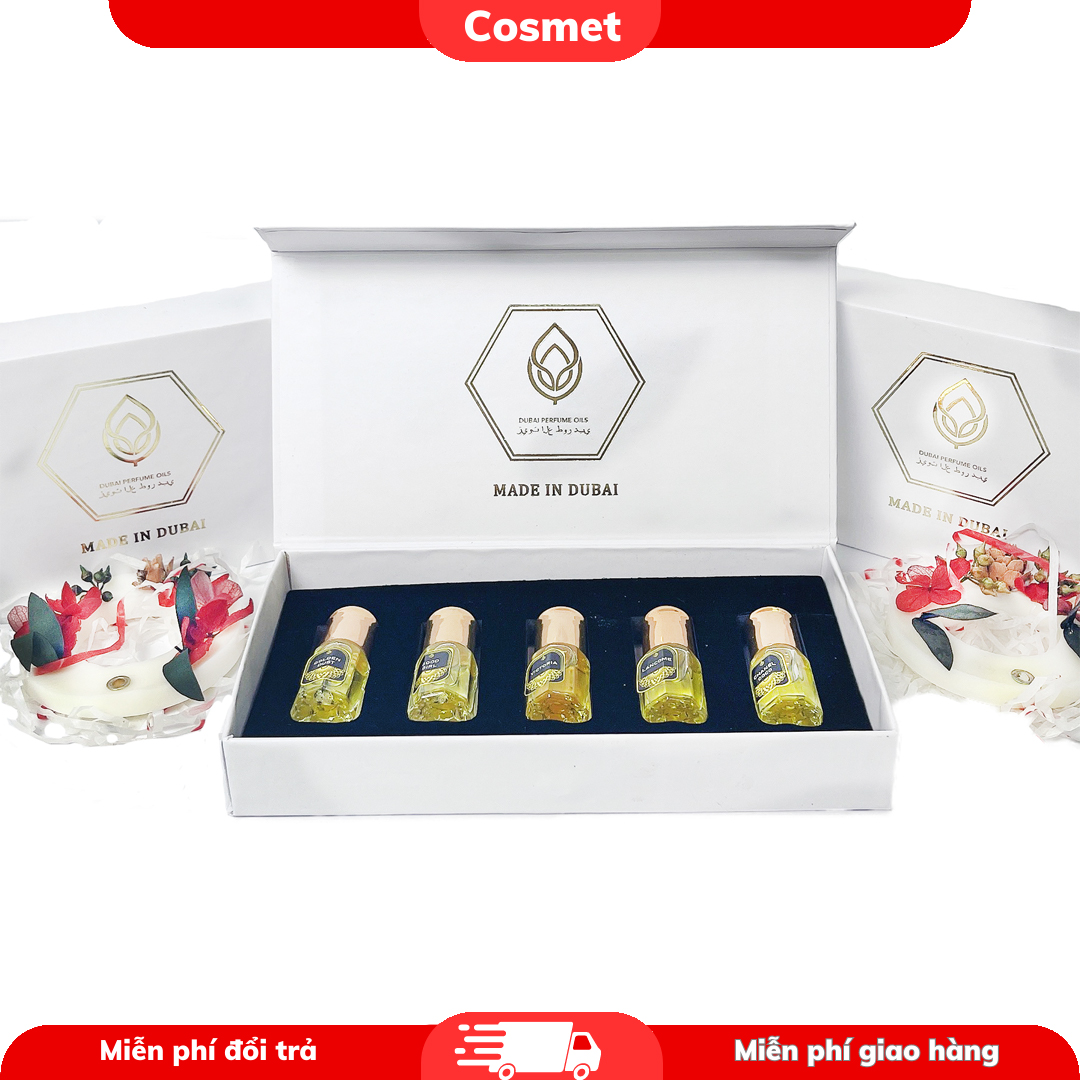 Set 5 lọ tinh dầu nước hoa dubai mini dạng lăn siêu thơm