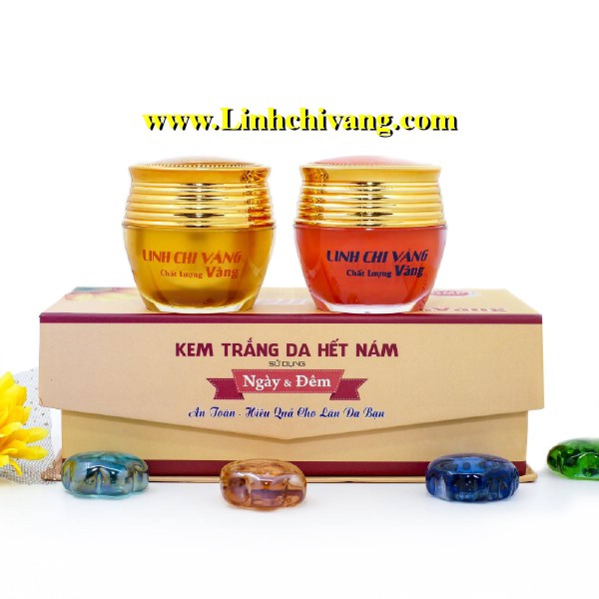 BỘ ĐÔI TRỊ NÁM, TRẮNG DA LINH CHI VÀNG