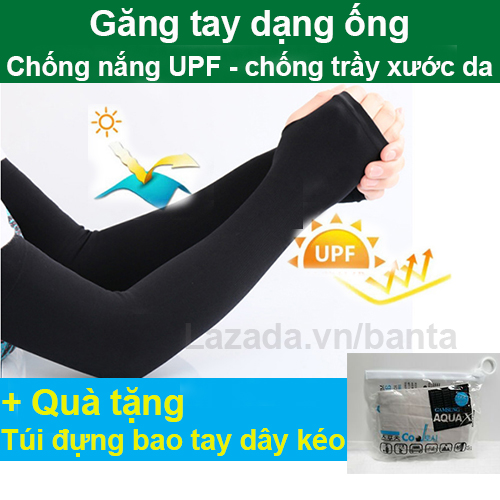 Găng tay dạng ống tay Ice Skin đi xe chống nắng, chống trầy xước da tay + Tặng túi đựng dây kéo