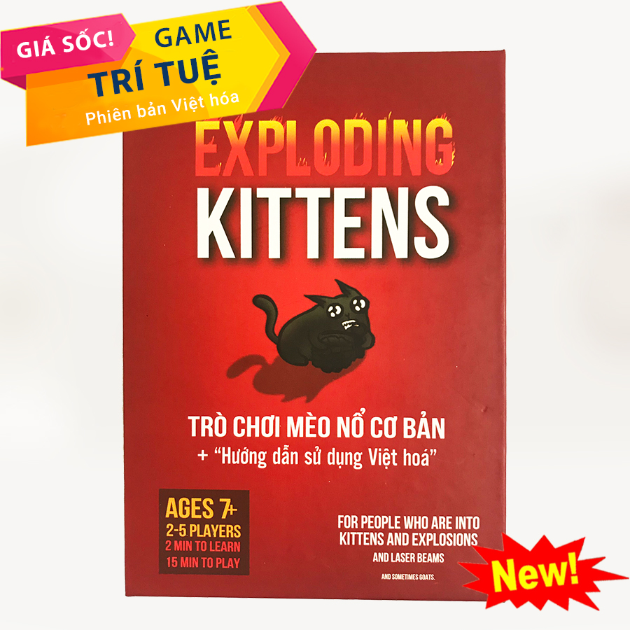 Đồ chơi Board game Mèo nổ Việt hóa cơ bản Exploding Kittens, bản đầy đủ gồm 56 lá bài, game thẻ bài giá rẻ, vui nhộn, hấp dẫn,