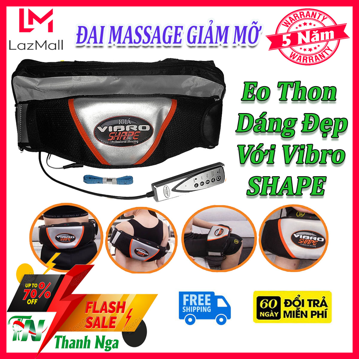  Đai mát xa giảm mỡ bụng đai massage bụng giảm mỡ Vibro Shape rung mạnh nóng nhanh đánh tan mỡ bụng giảm mỡ hiệu quả trên mọi vị trí cơ thể cực rẻ 