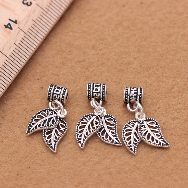 Charm bạc treo chiếc lá - mh166