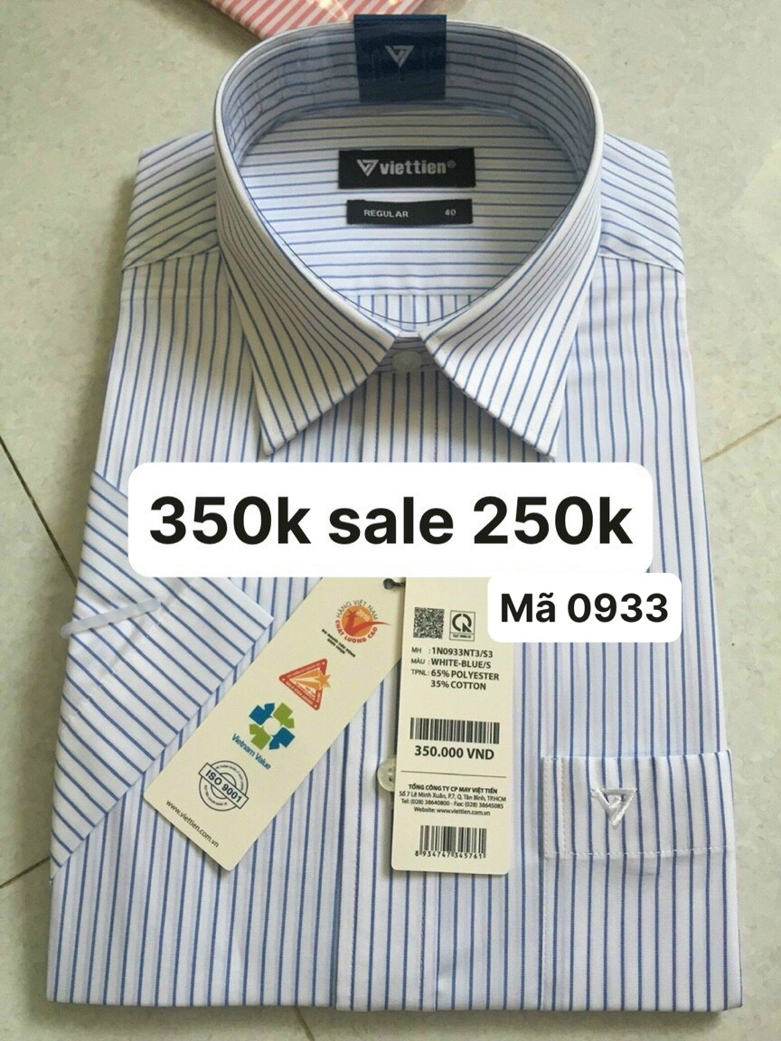 Việt tiến áo sơ mi ngắn tay giá mác 350k sale 250k