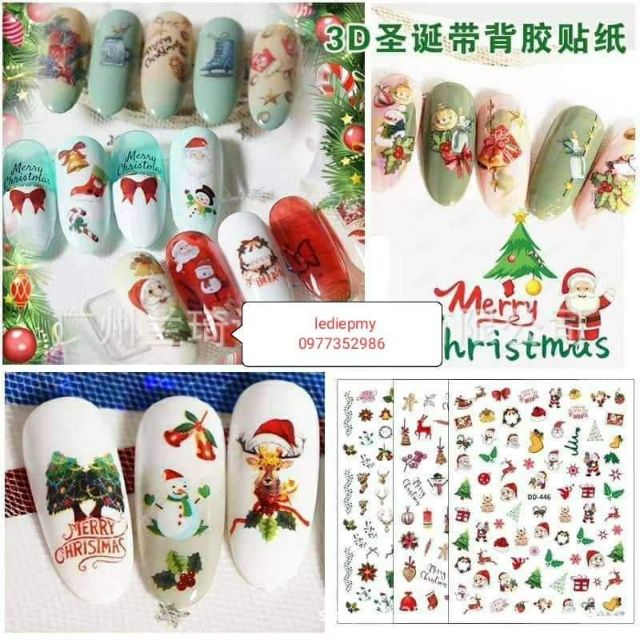 Hình dán sticker 3d noel thần tài, tết 2020 trang trí móng nail bảng to nhiều mẫu hoa hình đẹp nhiều mẫu hoa hình đẹp