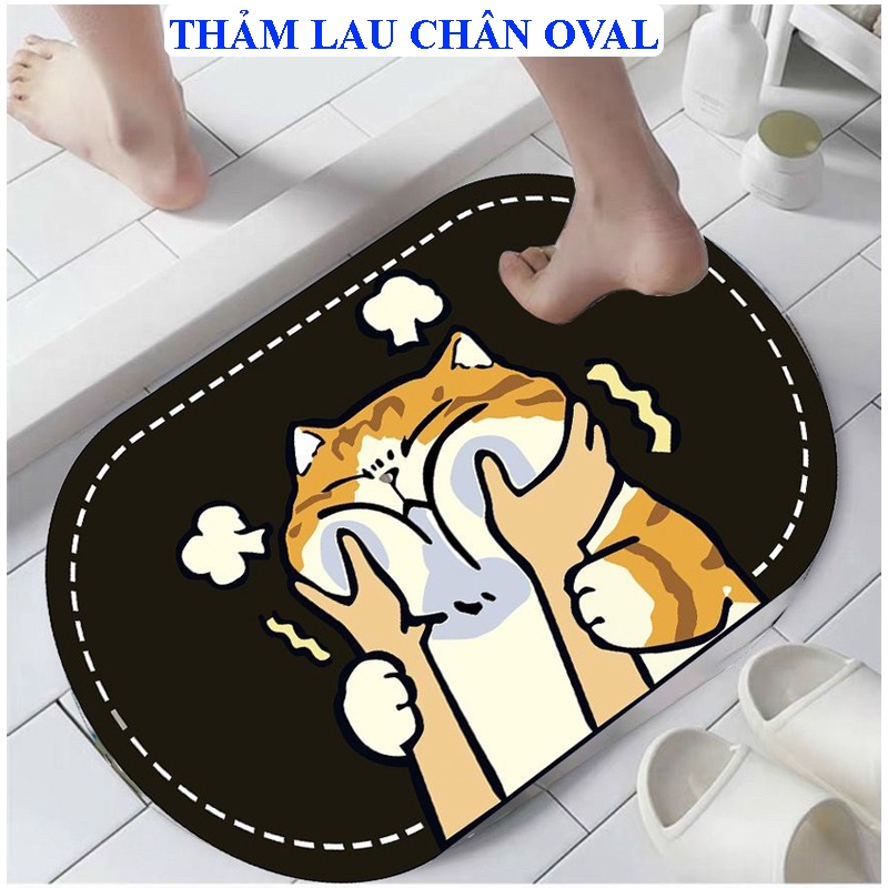 Thảm Lau Chân - Thảm Chùi Chân Hình Oval 3D Chống Trượt - Hút Nước Nhiều Mẫu