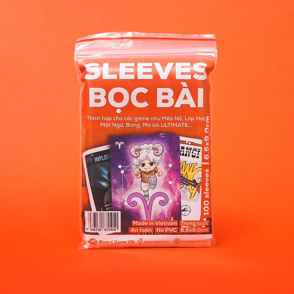 Sleeves bọc bài 6.5x9cm dành cho board game Cuộc Đua Sao Chổi, Mèo Nổ, Bang...