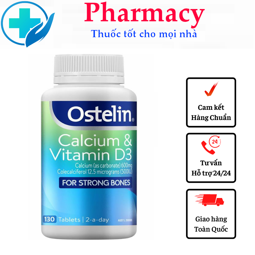 Ostelin calci vitamin d3 130 viên - canxi ostelin bầu 130v - bổ sung canxi giúp chắc khỏe xương khớp