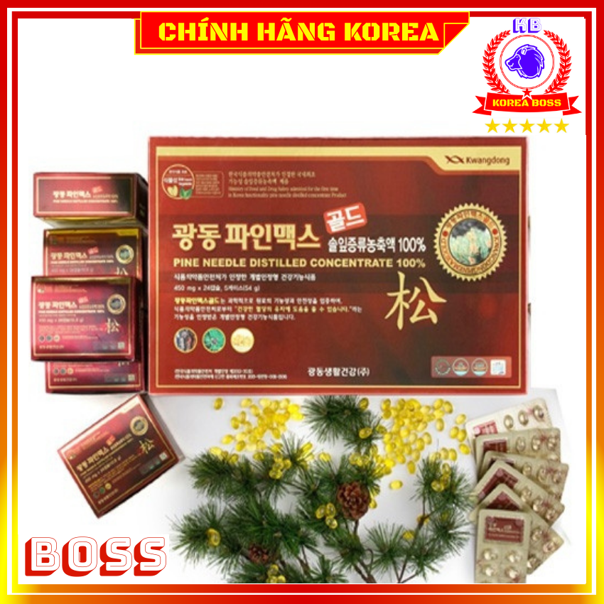 Tinh dầu thông đỏ Kwangdong hàn quốc, hộp 120 viên - Bổ sung vitamin, chống lão hóa, phòng ngừa mỡ máu, ung thư, koreaboss