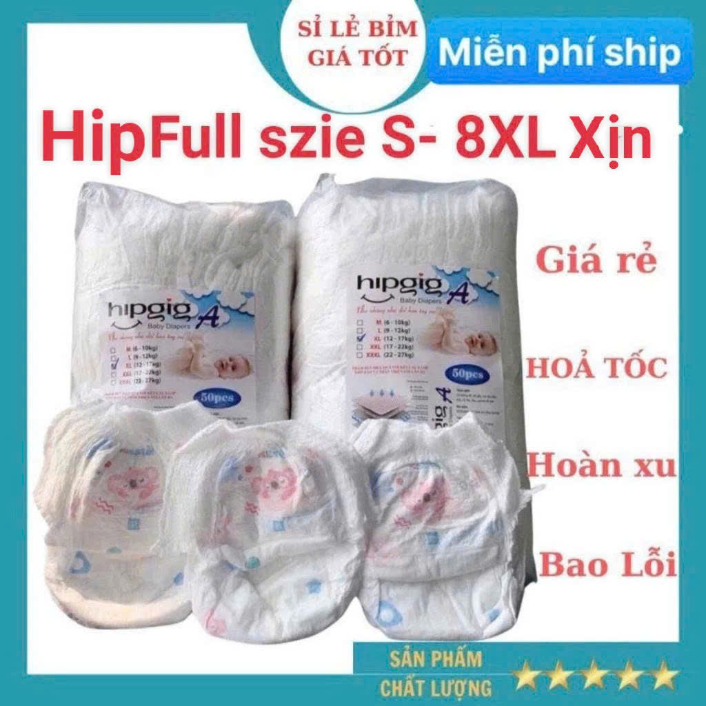   bo mông 100 Miếng Bỉm bo mông DÁN Quần HIPGIG A Phiên Bản Nâng Cấp Đủ Size S M L XL 2XL 3XL 