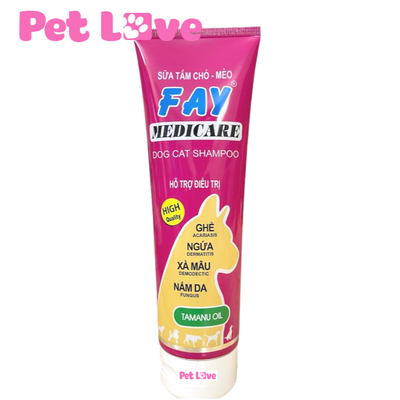 Sữa tắm ghẻ và nấm da chó mèo Fay Medicare 285ml