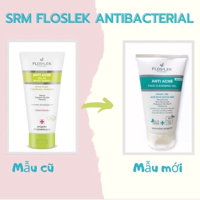 Sữa Rửa Mặt Floslek Cho Da Nhờn Mụn - Floslek Anti Acne Bacterial Face Cleansing Gel 200ml
