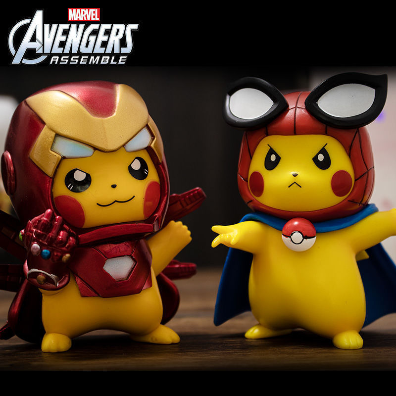 Mô hình pokemon pikachu mặc áo giáp iron man, mô hình đồ chơi để bàn