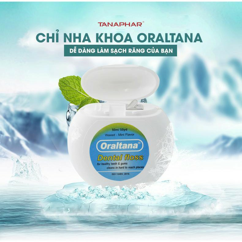 Chỉ nha khoa Oraltana, chỉ kẽ răng hương bạc hà, cuộn dài 50m đa sợi - Lokimall care