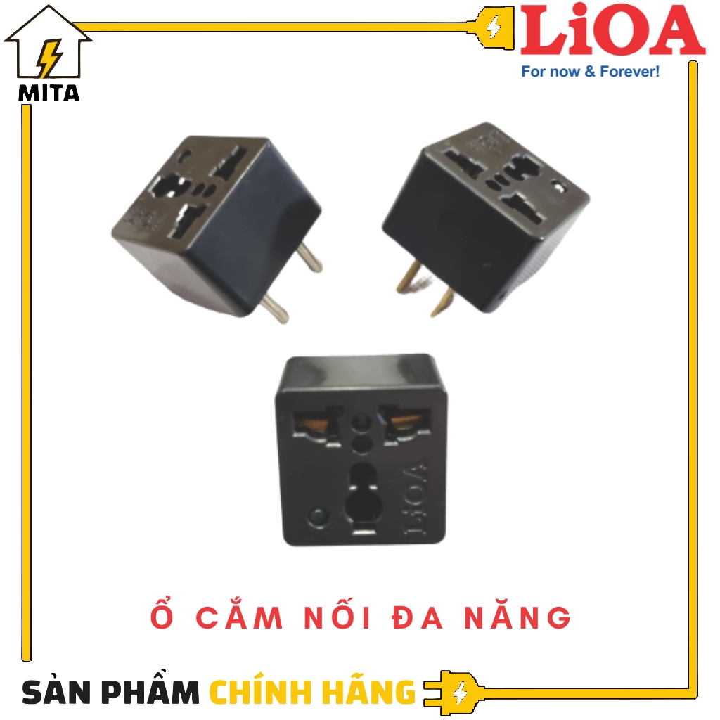 Phích ổ cắm đa năng LiOA chuyển 3 chân thành 2 chân 15A/220V Chân Tròn/Dẹt - Ổ điện chuyển đổi từ 3 chấu sang 2 chấu