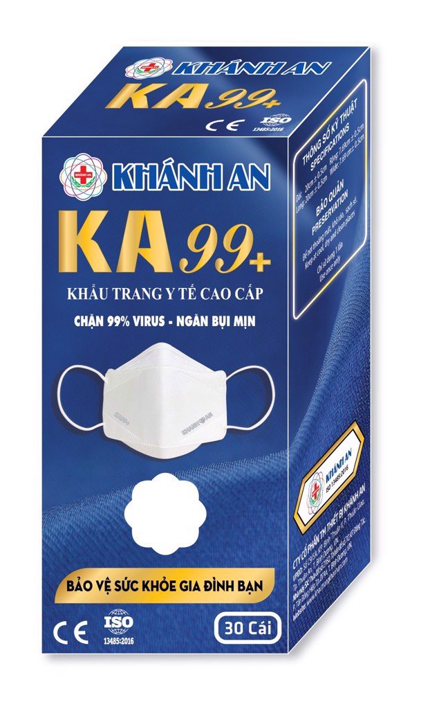 Khẩu Trang Y Tế 4D KF94 Cao cấp Khánh An KA99 ( Hộp 30 cái ) - Ngăn ngừa bụi mịn và virus trên 95%