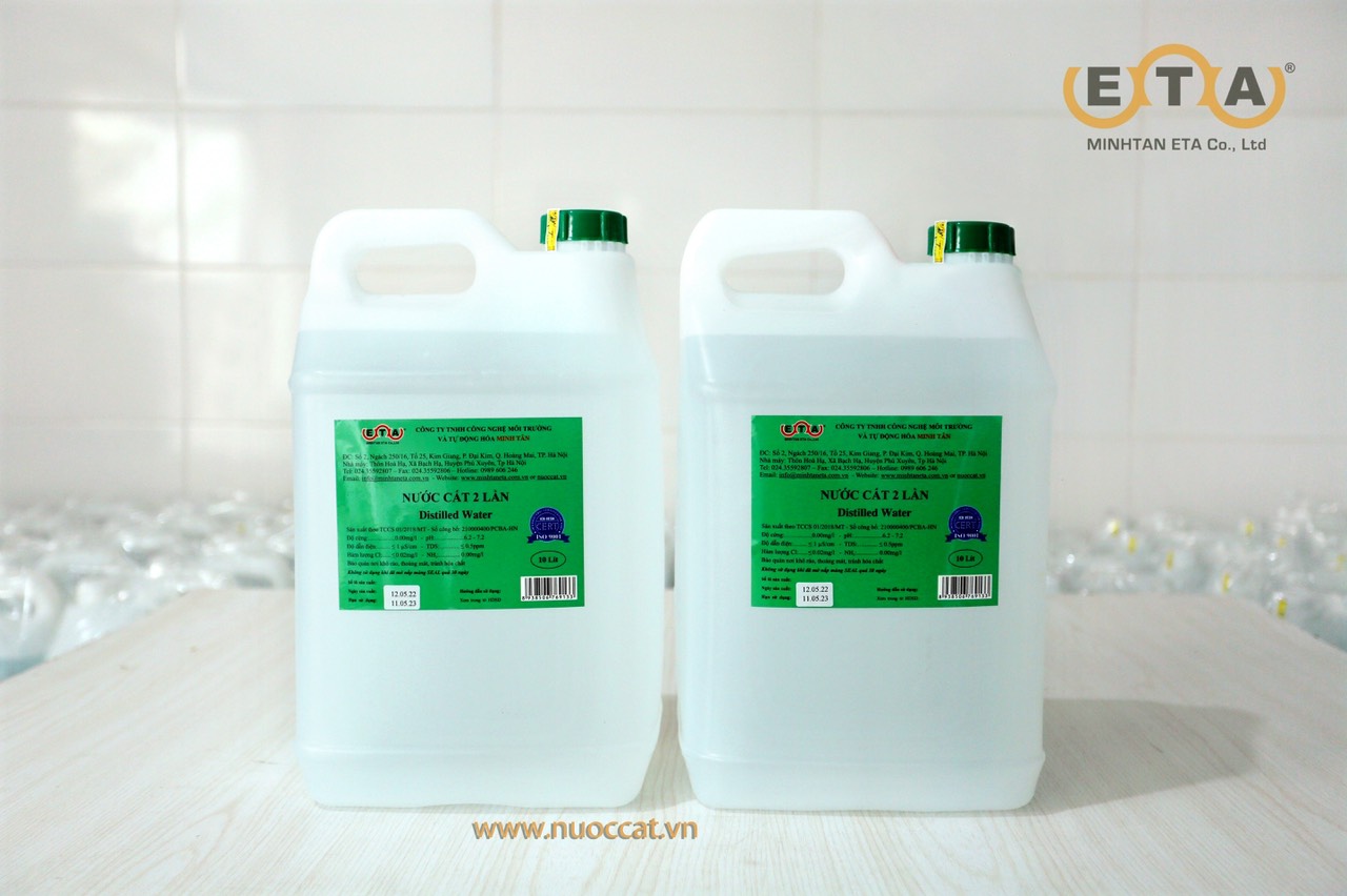 Nước cất y tế, công nghiệp 2 lần loại 10 lít