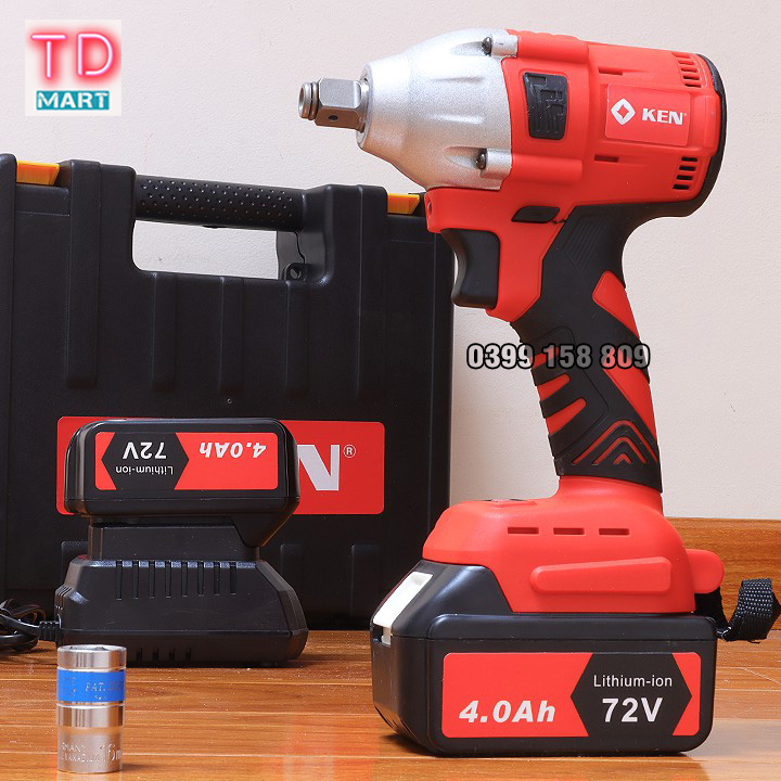 Máy siết bulong ken 72v không chổi than 2 pin, lõi đồng, siết mở ốc tặng đầu chuyển vít