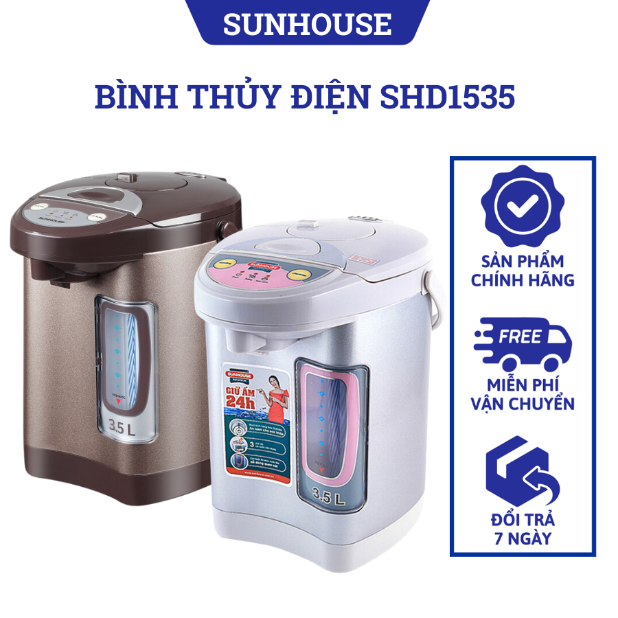 Bình thủy điện Sunhouse SHD1535C/SH1535 với 3 chế độ rót nước cùng công suất 735W giúp đun nước nhanh chóng