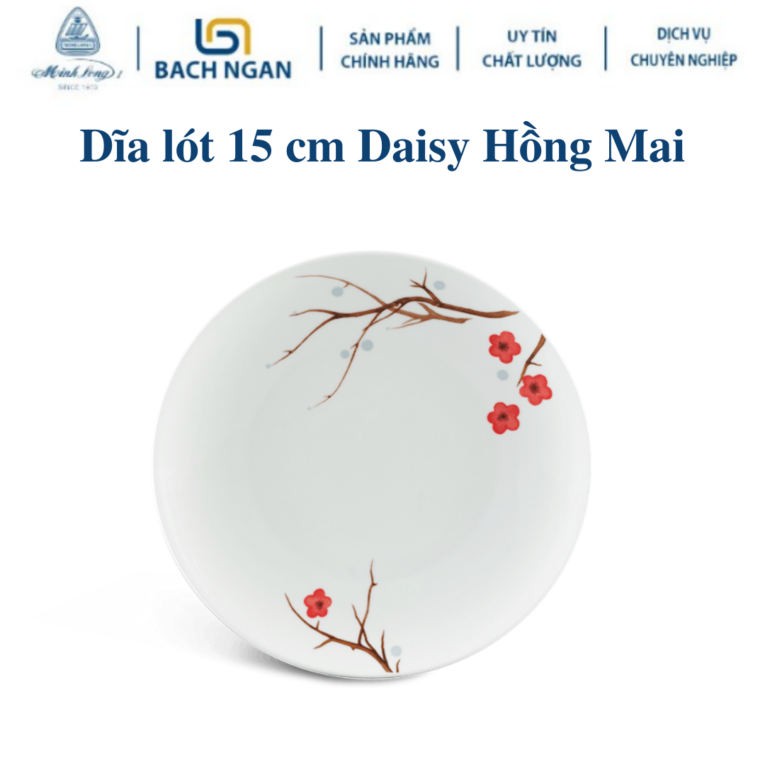 Dĩa lót chén 15.5 cm daisy hồng mai - gốm sứ cao cấp minh long i