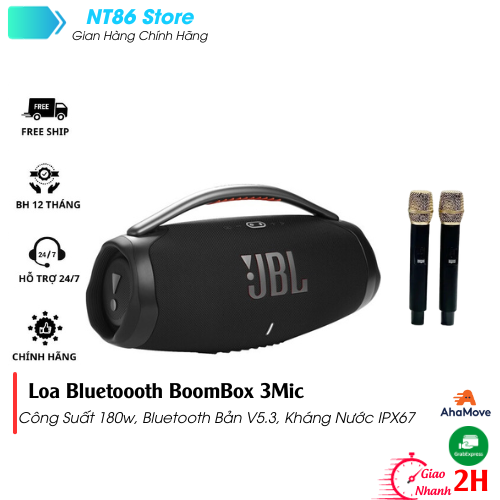 ] loa karaoke jbl boombox 3 mic loa karaoke bluetooth âm bass cực mạnh - tích hợp 2 mic không dây,tổng công suất lên đến 180w