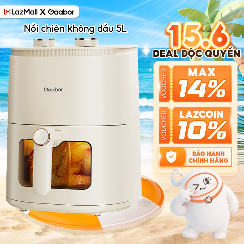 Nồi chiên không dầu dung tích lớn 5L màu Pastel Gaabor AF-45M01A mặt kính trong suốt quan sát khi nấu - Bảo hành 12 tháng 1 đổi 1