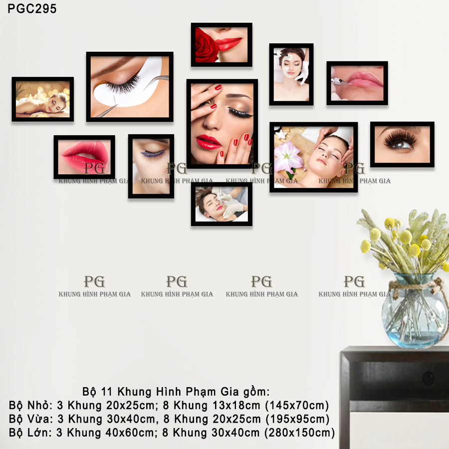 [HCM][Kèm Ảnh] Bộ Khung Hình Kính Trang Trí Cửa Tiệm Nối Mi Phun Xăm Chân Mày Môi Spa Cực Đẹp - Khung Hình Phạm Gia PGC295