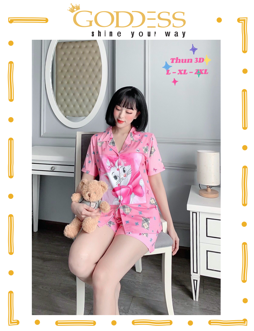 Bộ pijama thun lạnh - đồ ngủ pijama in 3d bigsize 40-75kg mềm mịn mát lạnh