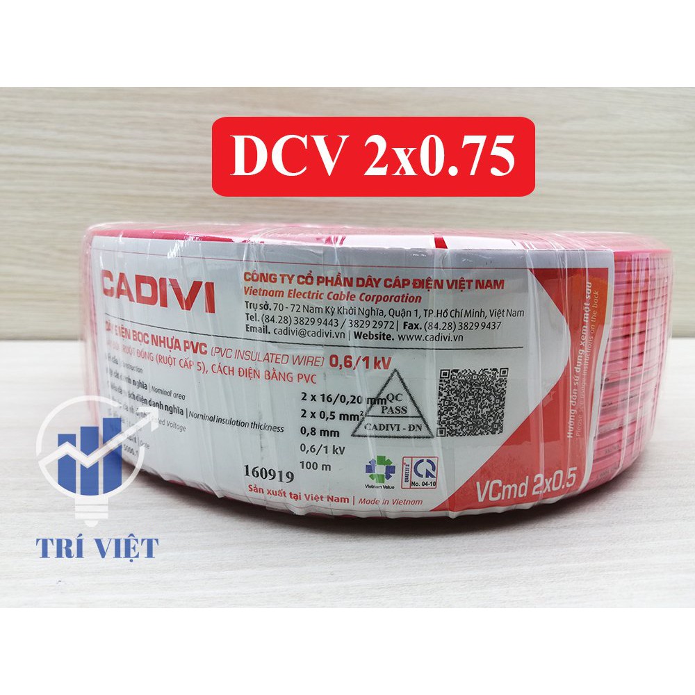 Dây điện đôi mềm 2x0.75 Cadivi