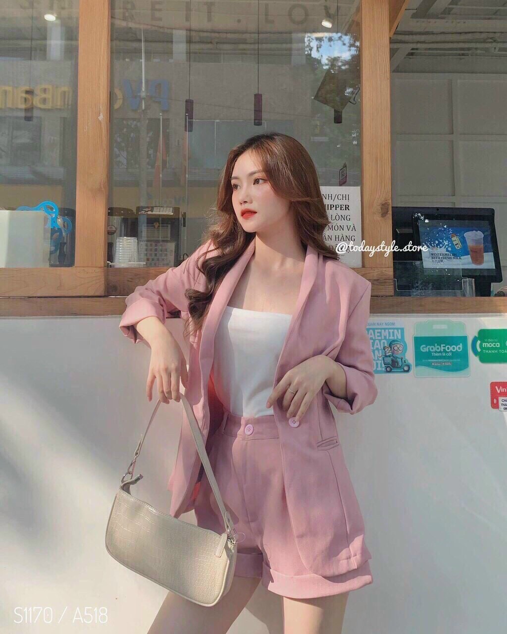 Set vest 3 món hàn quốc quần đùi ngắn, áo blazer phong cách
