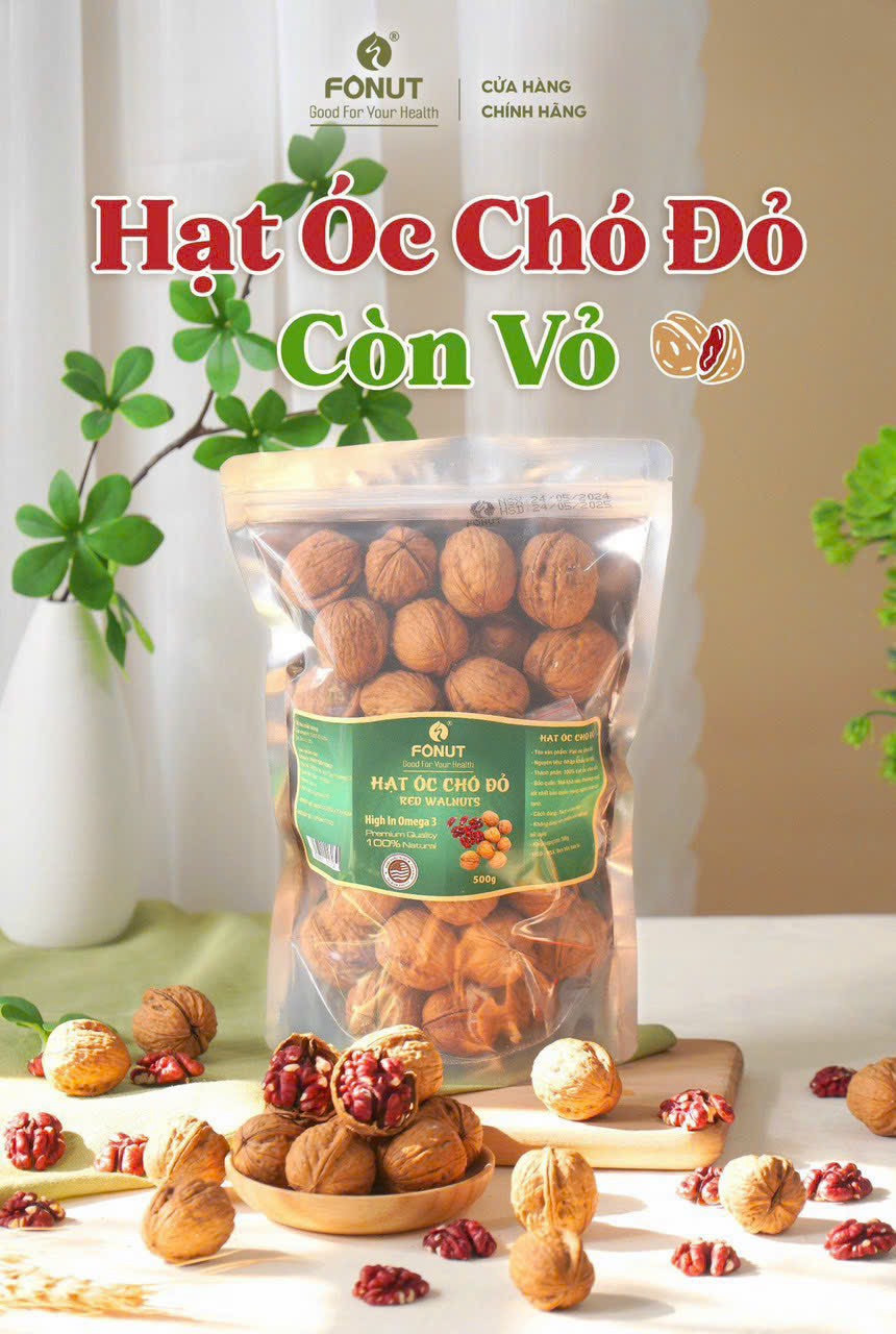 Óc chó đỏ còn vỏ nhập khẩu mỹ tốt cho thai phụ - 500g - làm sữa cho bé