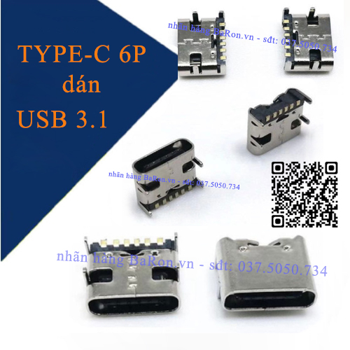 Cổng usb type-c 16p - đầu usb 16 chân - cổng cắm usb-3.1 smd 16p type-c giao diện dip4 hd