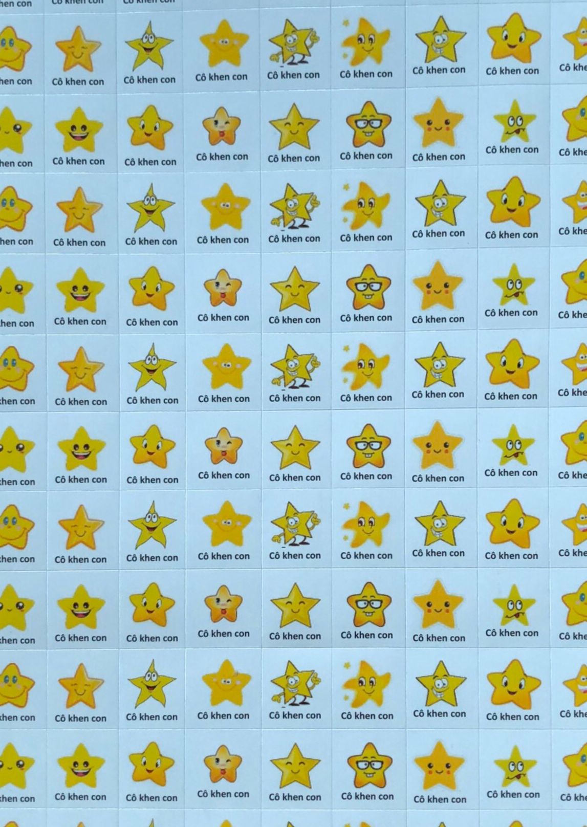 Sticker "cô khen con - sao vàng" - sticker khen thưởng học sinh