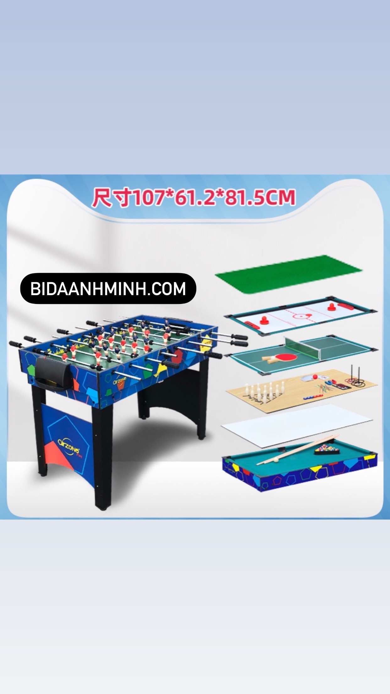 Bộ bàn bida bi lắc bowling chess ping pong hockey 5 trong 1