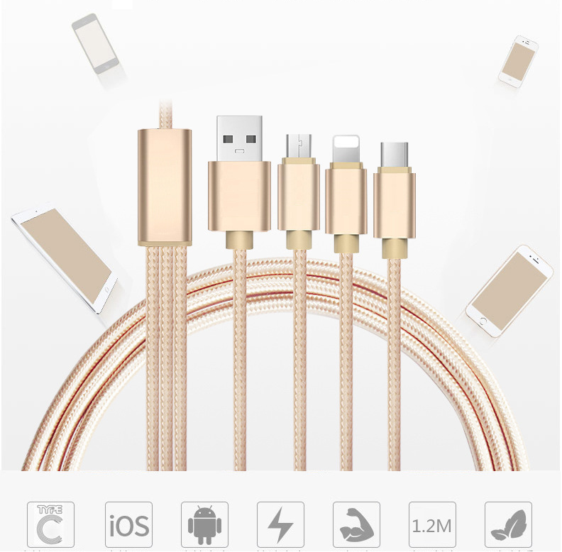 Cáp sạc dây dù đa năng 3 đầu lightning - type c - micro usb mẫu 1