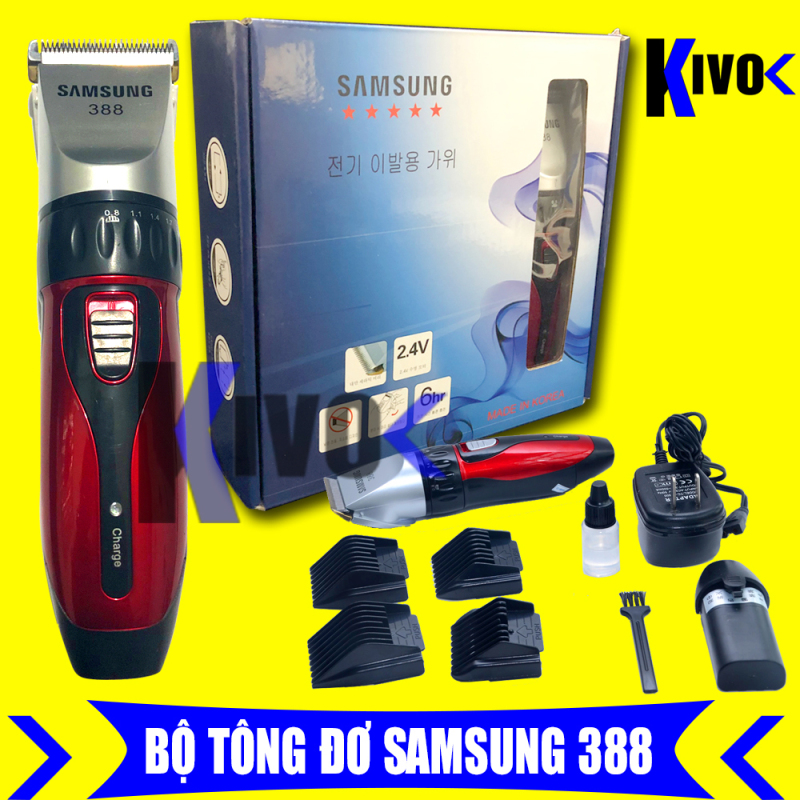Tông đơ cắt tóc người lớn trẻ em pin sạc samsung 388 máy bền lưỡi sắc- 2 pin chính hãng fullbox