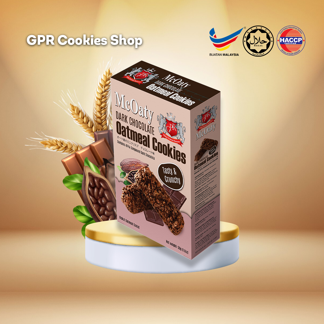 Bánh Yến Mạch GPR Socola Đen 50G, Hộp Giấy Nhỏ, Công Thức Malaysia